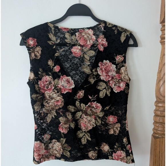 Rave Y2K Lace Vintage Crop Floral Top Size XL - Picture 5 of 7